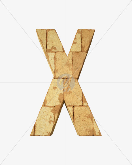 Letter X from Egyptian pyramids on Yellow Images Creative Fonts - S34105