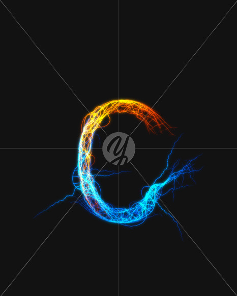 Letter C from Lighting Font on Yellow Images Creative Fonts - S34174