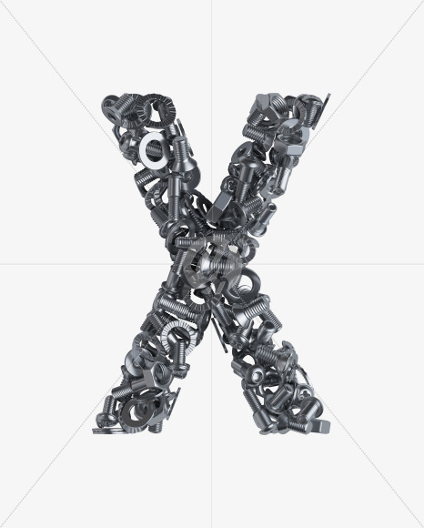 Letter X from Nuts and bolts on Yellow Images Creative Fonts - S34318