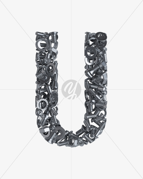 Letter U from Nuts and bolts on Yellow Images Creative Fonts - S34315