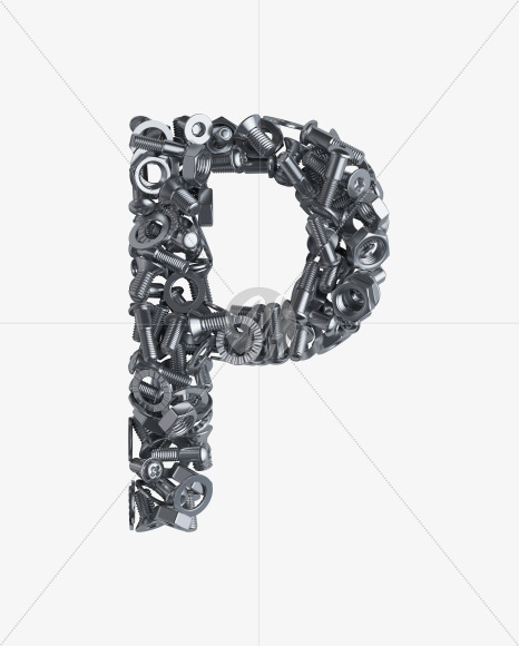 Letter P from Nuts and bolts on Yellow Images Creative Fonts - S34310