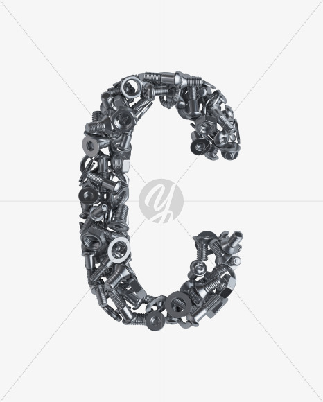 Letter C from Nuts and bolts on Yellow Images Creative Fonts - S34297