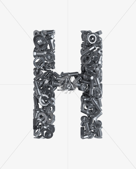 Letter H from Nuts and bolts on Yellow Images Creative Fonts - S34302