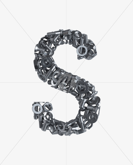 Letter S from Nuts and bolts on Yellow Images Creative Fonts - S34313