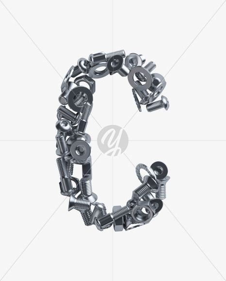 Letter C from Nuts and bolts v2 on Yellow Images Creative Fonts - S34343