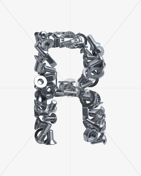 Letter R from Nuts and bolts v2 on Yellow Images Creative Fonts - S34358