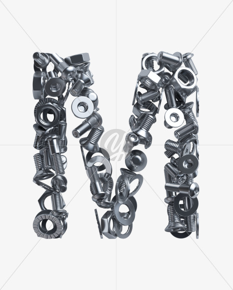 Letter M from Nuts and bolts v2 on Yellow Images Creative Fonts - S34353