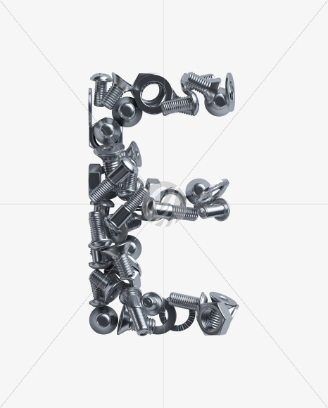 Letter E from Nuts and bolts v2 on Yellow Images Creative Fonts - S34345