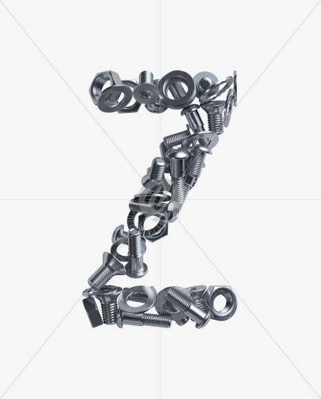 Letter Z from Nuts and bolts v2 on Yellow Images Creative Fonts - S34366