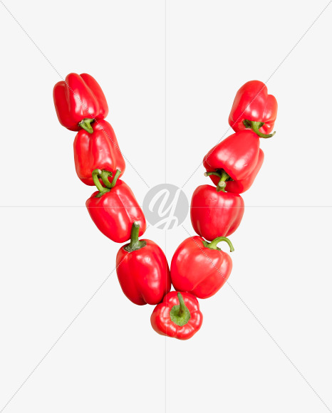 Letter V from Red Paprika Font on Yellow Images Creative Fonts - S34496