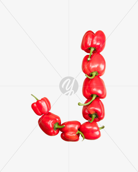 Letter J from Red Paprika Font on Yellow Images Creative Fonts - S34484