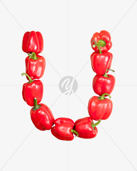 Letter U from Red Paprika Font on Yellow Images Creative Fonts - S34495