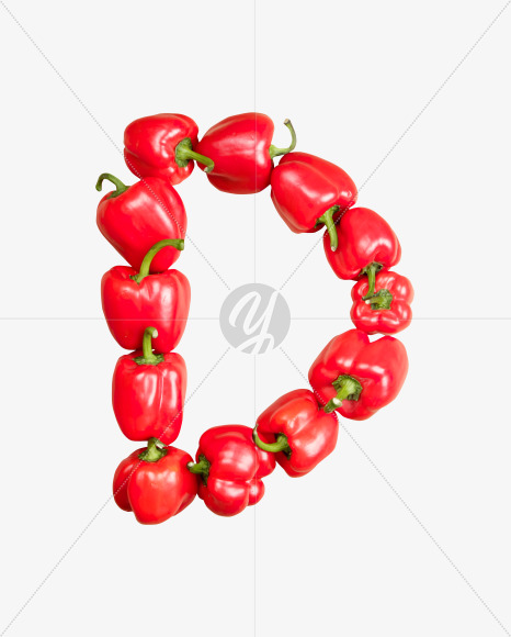 Letter D from Red Paprika Font on Yellow Images Creative Fonts - S34478