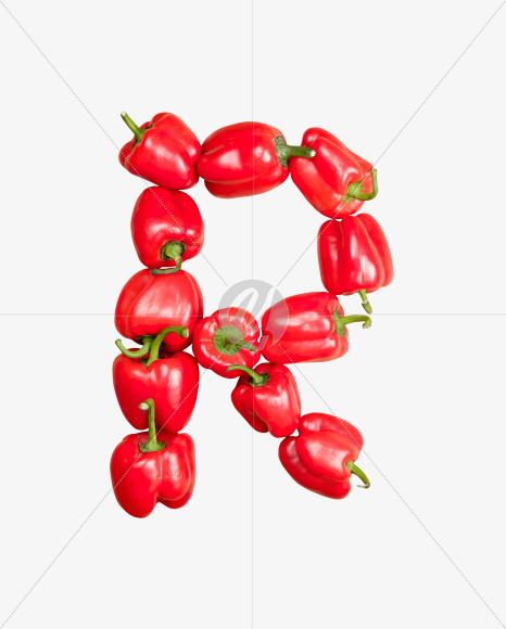 Letter R from Red Paprika Font on Yellow Images Creative Fonts - S34492