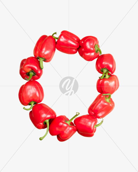 Letter O from Red Paprika Font on Yellow Images Creative Fonts - S34489