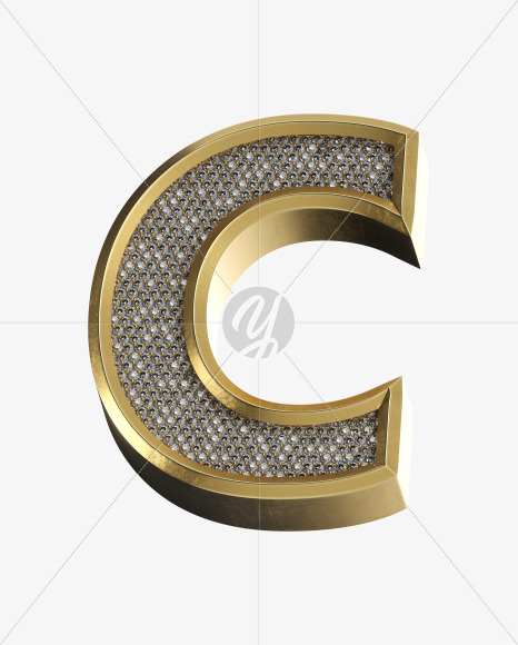 Letter C from Luxury Gold on Yellow Images Creative Fonts - S34571