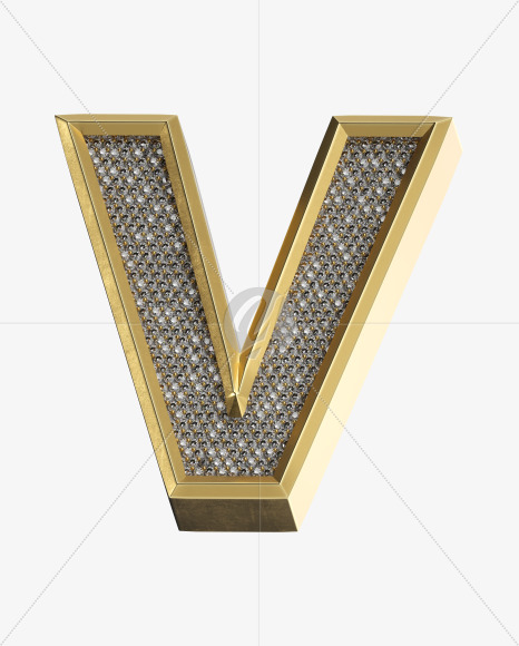 Letter V from Luxury Gold on Yellow Images Creative Fonts - S34590