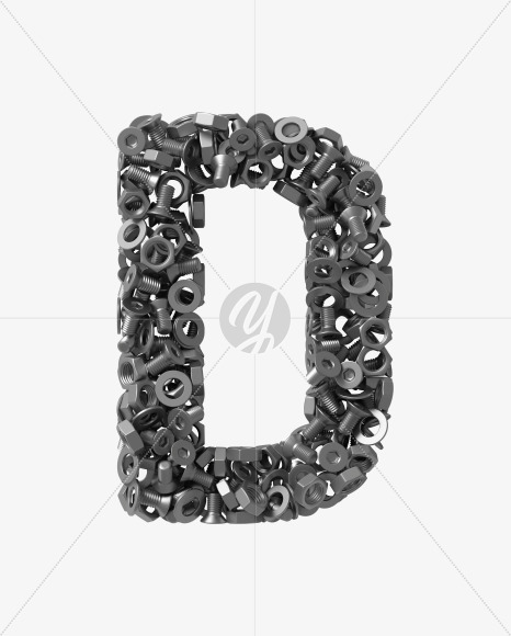 Letter D from Bolts on Yellow Images Creative Fonts - S34619