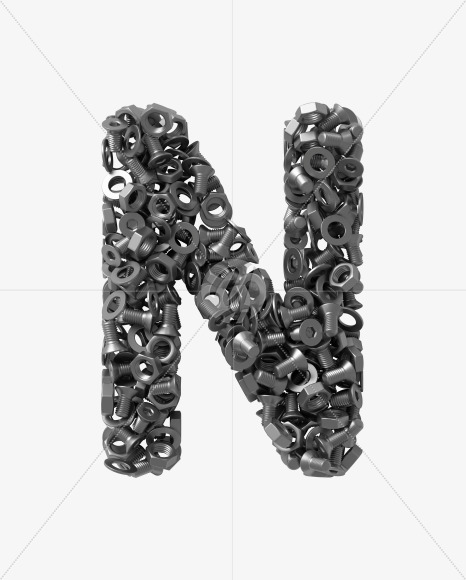 Letter N from Bolts on Yellow Images Creative Fonts - S34629