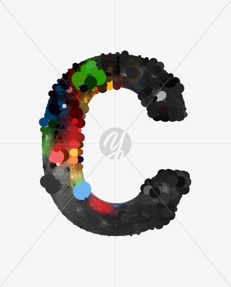 Letter C from Color Transformation Font on Yellow Images Creative Fonts - S34665