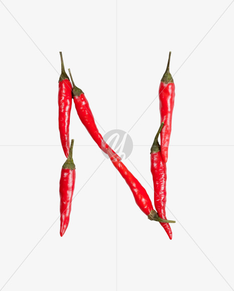 Letter N from Chilli Pepper Font on Yellow Images Creative Fonts - S34721