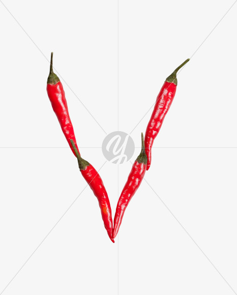 Letter V from Chilli Pepper Font on Yellow Images Creative Fonts - S34729