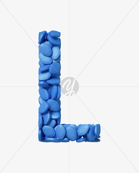 Letter L from Viagra pills on Yellow Images Creative Fonts - S34945