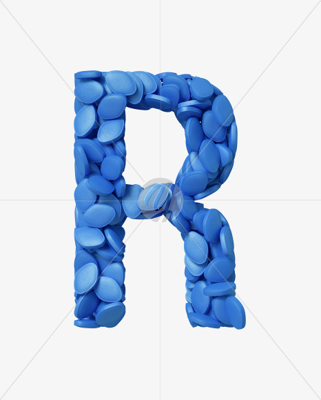 Letter R from Viagra pills on Yellow Images Creative Fonts - S34951