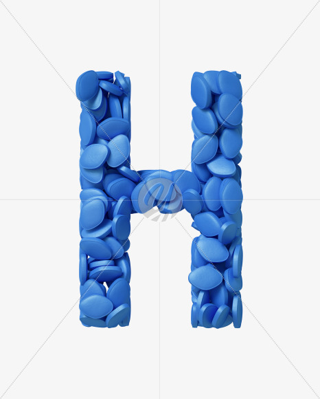 Letter H from Viagra pills on Yellow Images Creative Fonts - S34941