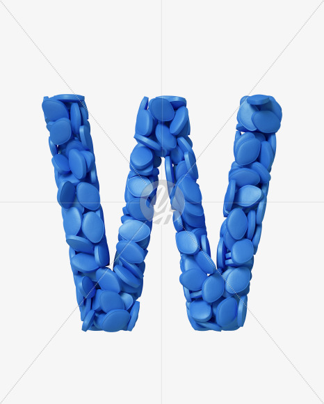 Letter W from Viagra pills on Yellow Images Creative Fonts - S34956