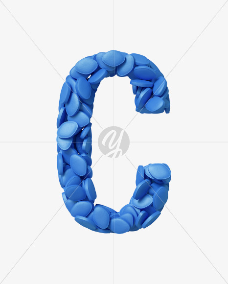 Letter C from Viagra pills on Yellow Images Creative Fonts - S34936