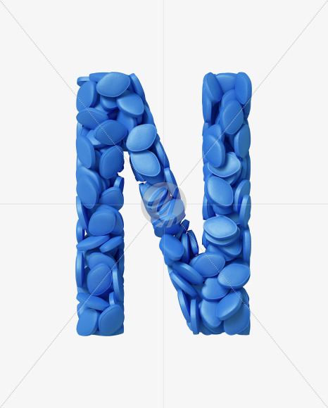 Letter N from Viagra pills on Yellow Images Creative Fonts - S34947