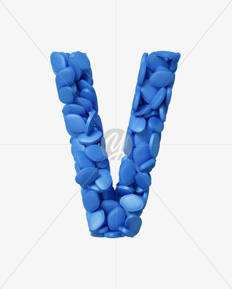 Letter V from Viagra pills on Yellow Images Creative Fonts - S34955