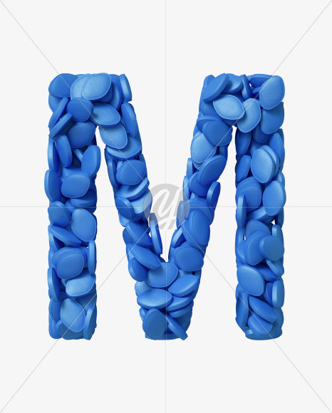 Letter M from Viagra pills on Yellow Images Creative Fonts - S34946