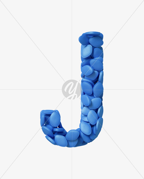 Letter J from Viagra pills on Yellow Images Creative Fonts - S34943