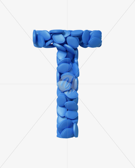 Letter T from Viagra pills on Yellow Images Creative Fonts - S34953