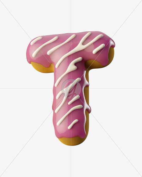 Letter T from Pink Donut on Yellow Images Creative Fonts - S35171