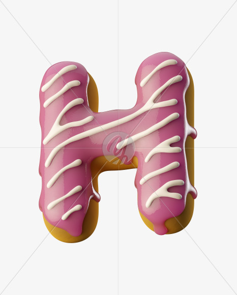 Letter H from Pink Donut on Yellow Images Creative Fonts - S35159