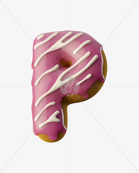 Letter P from Pink Donut on Yellow Images Creative Fonts - S35167