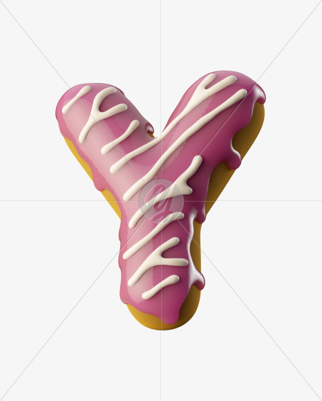 Letter Y from Pink Donut on Yellow Images Creative Fonts - S35176