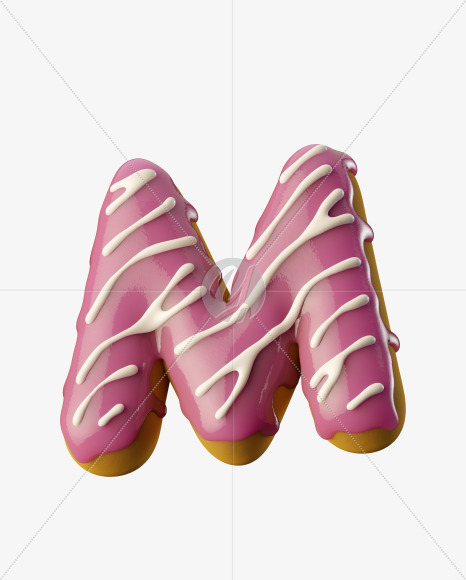 Letter M from Pink Donut on Yellow Images Creative Fonts - S35164