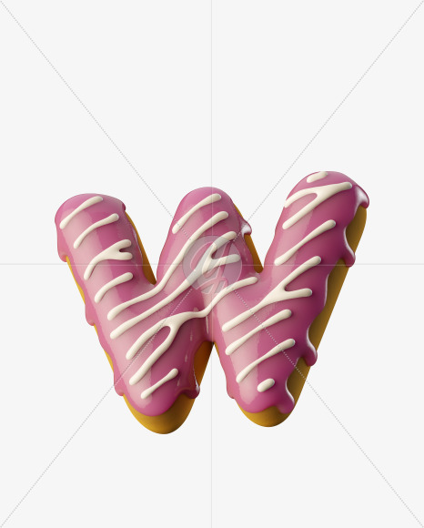 Letter W from Pink Donut on Yellow Images Creative Fonts - S35174