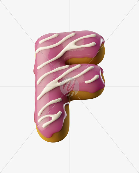 Letter F from Pink Donut on Yellow Images Creative Fonts - S35157