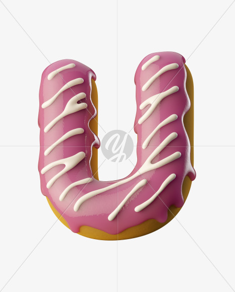 Letter U from Pink Donut on Yellow Images Creative Fonts - S35172