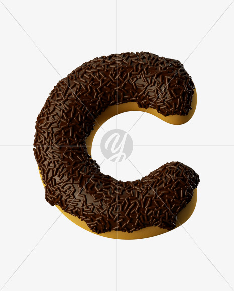 Letter C from Chocolate Donut on Yellow Images Creative Fonts - S35302