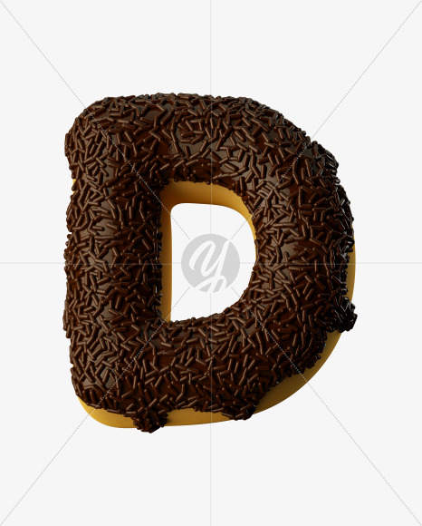 Letter D from Chocolate Donut on Yellow Images Creative Fonts - S35303