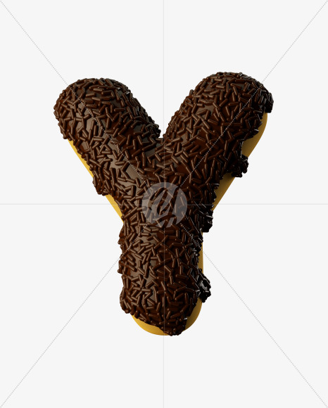 Letter Y from Chocolate Donut on Yellow Images Creative Fonts - S35324