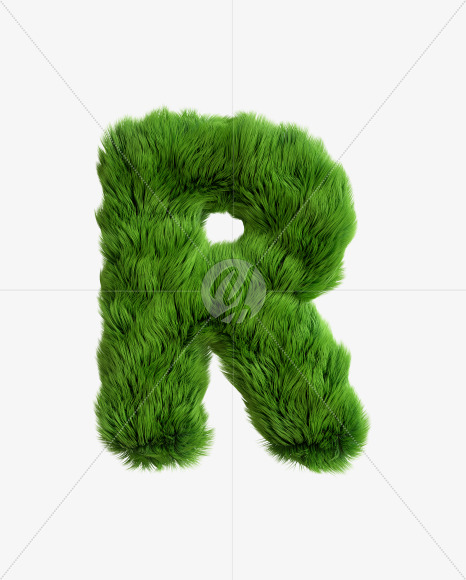 Letter R from Green Monster hair on Yellow Images Creative Fonts - S35361