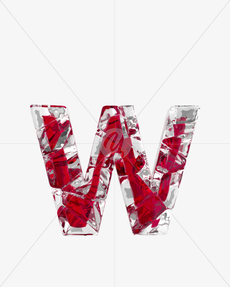 Letter W from Ice Passion Font on Yellow Images Creative Fonts - S35808