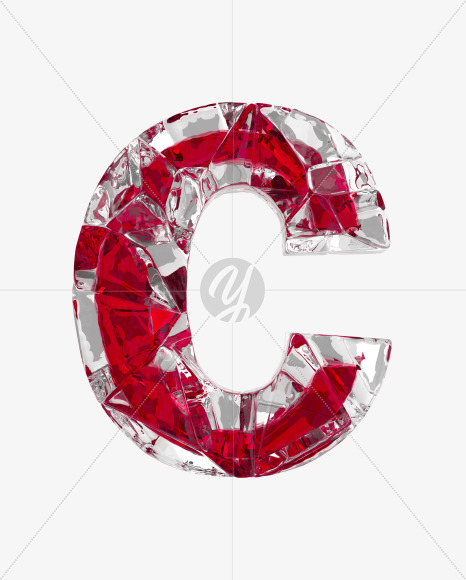 Letter C from Ice Passion Font on Yellow Images Creative Fonts - S35788